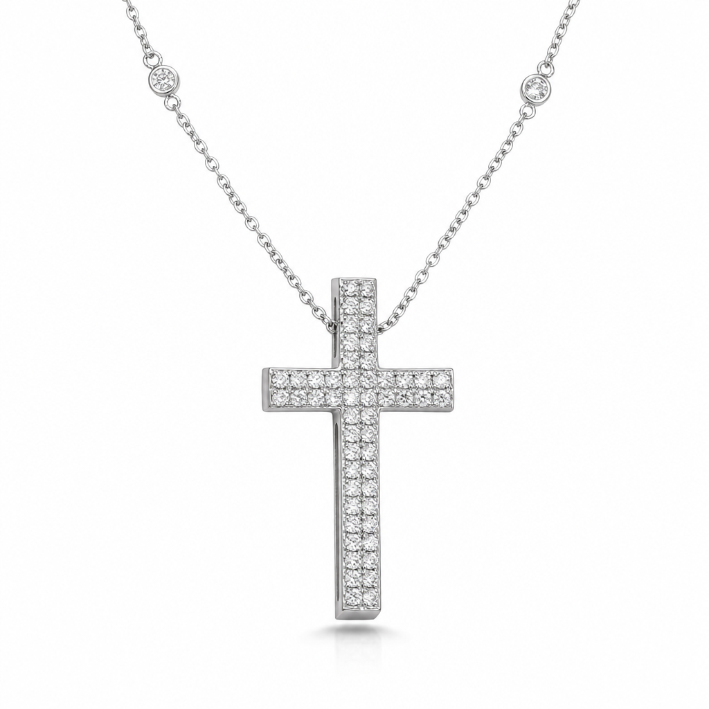 diamond cross pendant editorial product image