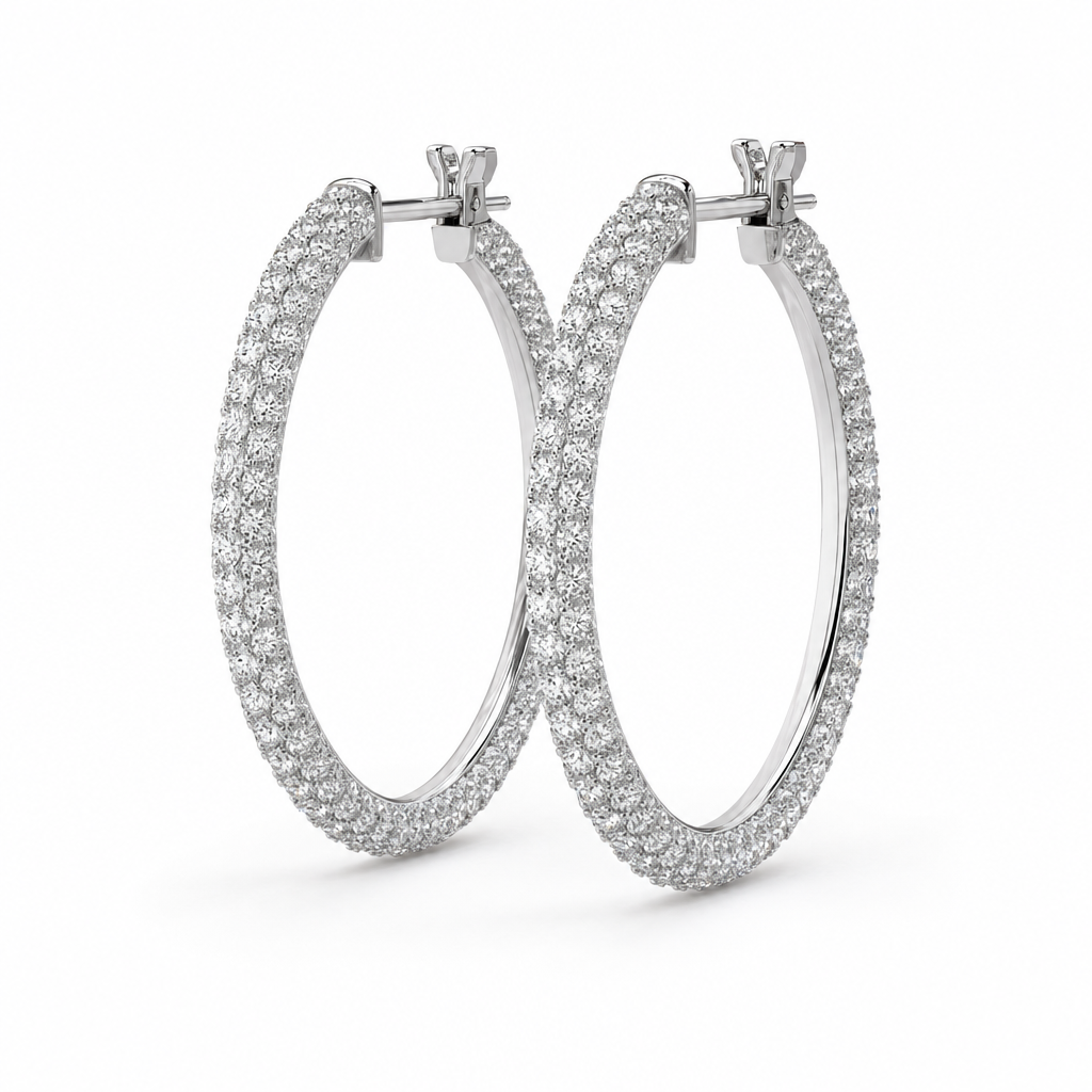 pavé diamond hoops large editorial product image